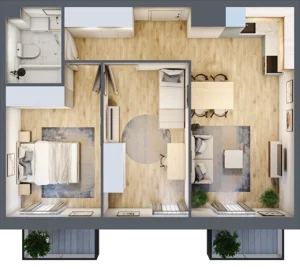 3 pokoje, mieszkanie 53,84 m², piętro 2, oferta nr D.42, Osiedle Maureska, Toruń, Wrzosy, JAR, ul. Konrada Grasera 2 / Strobanda 6
