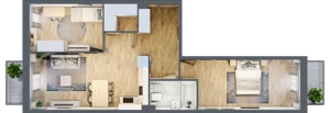 3 pokoje, mieszkanie 61,52 m², piętro 1, oferta nr D.5, Osiedle Maureska, Toruń, Wrzosy, JAR, ul. Konrada Grasera 2 / Strobanda 6
