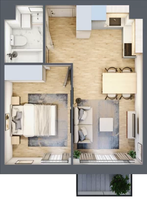 2 pokoje, mieszkanie 34,01 m², piętro 2, oferta nr D.12, Osiedle Maureska, Toruń, Wrzosy, JAR, ul. Konrada Grasera 2 / Strobanda 6