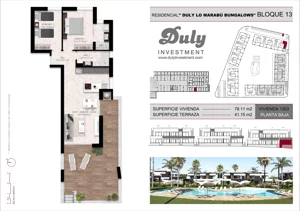 3 pokoje, mieszkanie 78,11 m², parter, oferta nr 1303, Lo Marabu, Quesada, c. Gijon