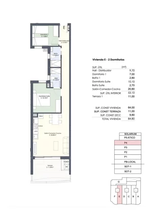 3 pokoje, mieszkanie 53,10 m², piętro 4, oferta nr 4E, Avda. de las Habaneras, Torrevieja, Av. de las Habaneras