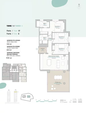 4 pokoje, mieszkanie 73,91 m², piętro 17, oferta nr 17C, Av. Europa, Calpe, Avenida Europa