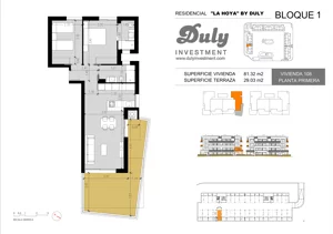 3 pokoje, apartament 81,32 m², piętro 1, oferta nr 108, LA HOYA BY DULY, Torrevieja, c. Lagos de Covadonga