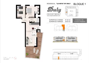 3 pokoje, apartament 81,32 m², piętro 1, oferta nr 108, LA HOYA BY DULY, Torrevieja, c. Lagos de Covadonga