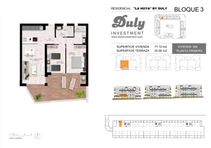 3 pokoje, apartament 77,10 m², piętro 1, oferta nr 306, LA HOYA BY DULY, Torrevieja, c. Lagos de Covadonga