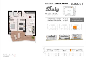 3 pokoje, apartament 77,10 m², piętro 1, oferta nr 506, LA HOYA BY DULY, Torrevieja, c. Lagos de Covadonga