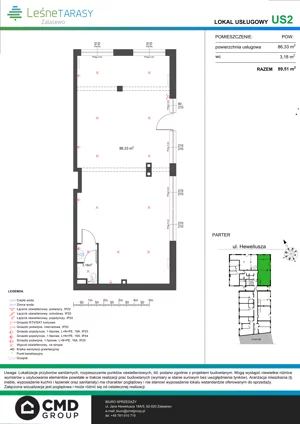 Lokal użytkowy 89,51 m², oferta nr US2A, Leśne Tarasy - lokale usługowe, Zalasewo, ul. Jana Heweliusza 14A