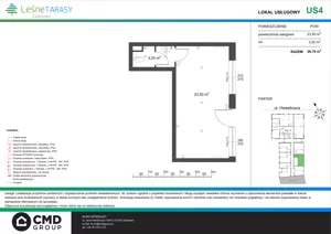 Lokal użytkowy 26,70 m², oferta nr US4A, Leśne Tarasy - lokale usługowe, Zalasewo, ul. Jana Heweliusza 14A