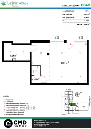 Lokal użytkowy 56,82 m², oferta nr US4B, Leśne Tarasy - lokale usługowe, Zalasewo, ul. Jana Heweliusza 14A