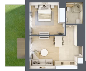 2 pokoje, lokal inwestycyjny 41,66 m², parter, oferta nr A1.08, Aquamarina 3, Międzyzdroje, ul. Gryfa Pomorskiego 80 b