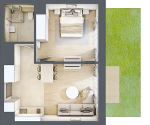 2 pokoje, lokal inwestycyjny 42,37 m², parter, oferta nr B1.08, Aquamarina 3, Międzyzdroje, ul. Gryfa Pomorskiego 80 b