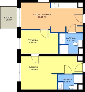 3 pokoje, mieszkanie 56,03 m², piętro 1, oferta nr 6, RZ21, Warszawa, Wilanów, ul. Aleja Rzeczypospolitej 21 