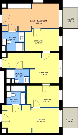 5 pokoi, mieszkanie 88,18 m², piętro 1, oferta nr 7, RZ21, Warszawa, Wilanów, ul. Aleja Rzeczypospolitej 21 