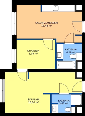 3 pokoje, mieszkanie 50,59 m², piętro 3, oferta nr 18, RZ21, Warszawa, Wilanów, ul. Aleja Rzeczypospolitej 21 