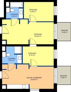 4 pokoje, mieszkanie 67,46 m², piętro 1, oferta nr 9, RZ21, Warszawa, Wilanów, ul. Aleja Rzeczypospolitej 21 
