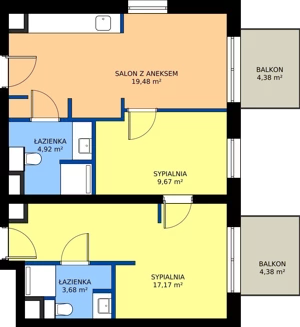 3 pokoje, mieszkanie 54,92 m², piętro 2, oferta nr 13, RZ21, Warszawa, Wilanów, ul. Aleja Rzeczypospolitej 21 