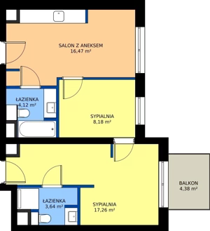 3 pokoje, mieszkanie 49,67 m², piętro 3, oferta nr 19, RZ21, Warszawa, Wilanów, ul. Aleja Rzeczypospolitej 21 