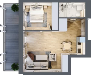 2 pokoje, apartament inwestycyjny 44,12 m², piętro 1, oferta nr C.107, Perłowa Przystań Sianożęty etap III, Sianożęty, ul. Sztormowa