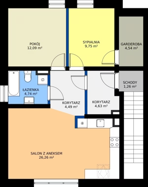 3 pokoje, mieszkanie 74,75 m², piętro 1, oferta nr B10/B/1, Osiedle Lente, Zacharzyce, ul. Kościuszki