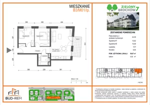 3 pokoje, mieszkanie 58,67 m², piętro 1, oferta nr B3/M01/1P, Zielony Brochów 7, Wrocław, Brochów, Krzyki, ul. Indonezyjska