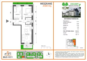 3 pokoje, mieszkanie 58,67 m², piętro 1, oferta nr B3/M01/1P, Zielony Brochów 7, Wrocław, Brochów, Krzyki, ul. Indonezyjska
