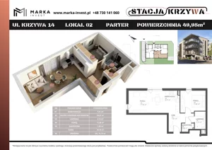 2 pokoje, mieszkanie 49,95 m², parter, oferta nr M2, Stacja Krzywa, Poznań, Górczyn, ul. Krzywa 14