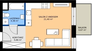 1 pokój, mieszkanie 31,44 m², piętro 1, oferta nr A08, Apartamenty Aqua Marina, Smardzewice, ul. Wodna