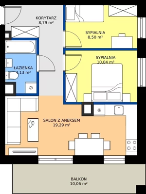 3 pokoje, mieszkanie 50,75 m², piętro 2, oferta nr A21, Apartamenty Aqua Marina, Smardzewice, ul. Wodna
