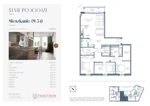 3 pokoje, mieszkanie 116,10 m², piętro 3, oferta nr A.34, Stare Podgórze, Kraków, Podgórze, pl. Emila Serkowskiego/ul. Kalwaryjska