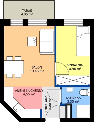 2 pokoje, mieszkanie 33,25 m², piętro 2, oferta nr B-18, Imaginarium II - Etap B, Nowy Dwór Mazowiecki, ul. Saperów