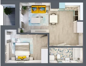 2 pokoje, mieszkanie 42,55 m², piętro 2, oferta nr C.94, Apartamenty Dębowa, Łódź, Górna, Górniak, ul. Dębowa 1