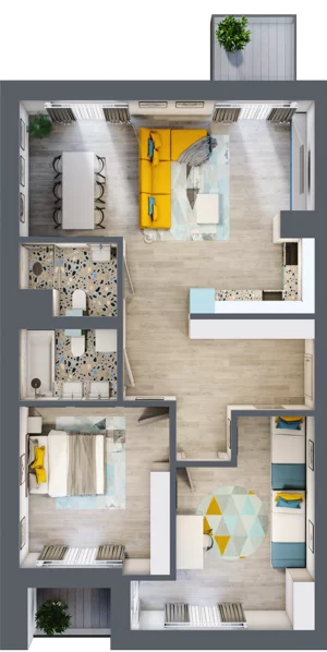 3 pokoje, mieszkanie 81,34 m², piętro 2, oferta nr C.103, Apartamenty Dębowa, Łódź, Górna, Górniak, ul. Dębowa 1