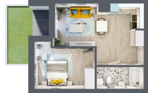 2 pokoje, mieszkanie 43,00 m², parter, oferta nr C.82, Apartamenty Dębowa, Łódź, Górna, Górniak, ul. Dębowa 1