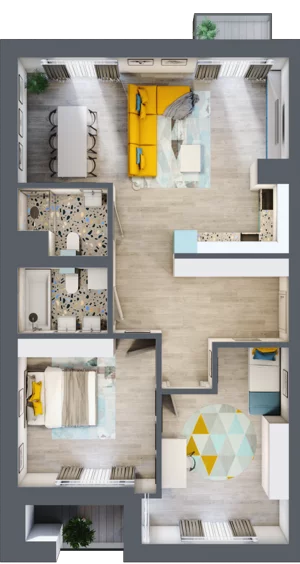 3 pokoje, mieszkanie 80,37 m², piętro 3, oferta nr C.114, Apartamenty Dębowa, Łódź, Górna, Górniak, ul. Dębowa 1
