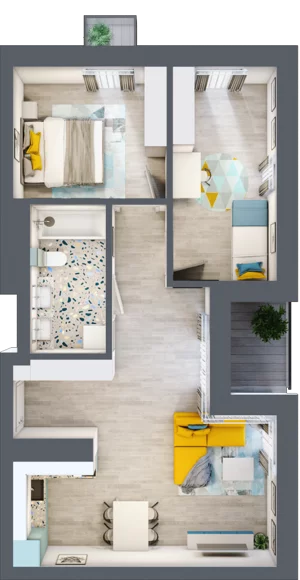 3 pokoje, mieszkanie 58,28 m², piętro 2, oferta nr C.96, Apartamenty Dębowa, Łódź, Górna, Górniak, ul. Dębowa 1