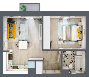 2 pokoje, mieszkanie 41,46 m², piętro 4, oferta nr C.126, Apartamenty Dębowa, Łódź, Górna, Górniak, ul. Dębowa 1