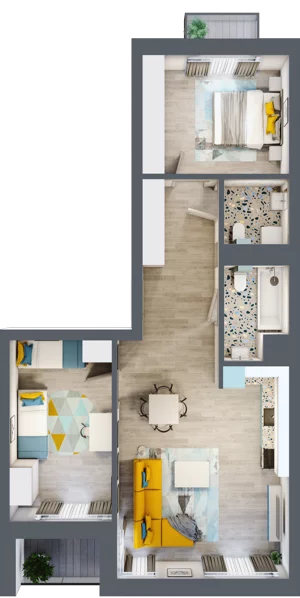 3 pokoje, mieszkanie 72,73 m², piętro 1, oferta nr C.89, Apartamenty Dębowa, Łódź, Górna, Górniak, ul. Dębowa 1