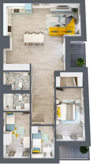 4 pokoje, mieszkanie 90,71 m², piętro 1, oferta nr A.2, Apartamenty Dębowa, Łódź, Górna, Górniak, ul. Dębowa 1