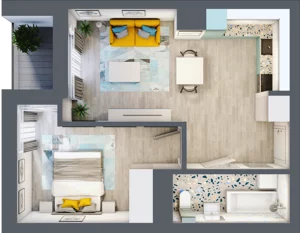 2 pokoje, mieszkanie 41,96 m², piętro 4, oferta nr B.70, Apartamenty Dębowa, Łódź, Górna, Górniak, ul. Dębowa 1
