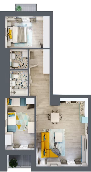 3 pokoje, mieszkanie 75,15 m², piętro 2, oferta nr B.58, Apartamenty Dębowa, Łódź, Górna, Górniak, ul. Dębowa 1