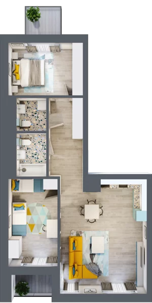 3 pokoje, mieszkanie 74,71 m², piętro 1, oferta nr B.48, Apartamenty Dębowa, Łódź, Górna, Górniak, ul. Dębowa 1