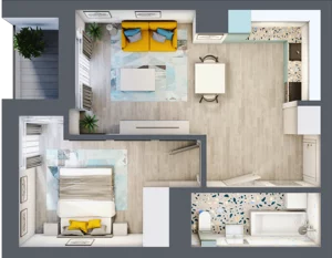 2 pokoje, mieszkanie 42,06 m², piętro 3, oferta nr B.60, Apartamenty Dębowa, Łódź, Górna, Górniak, ul. Dębowa 1