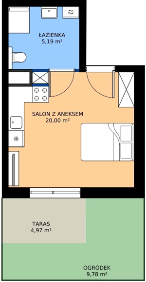 1 pokój, mieszkanie 25,19 m², parter, oferta nr M02, Madalińskiego, Gdańsk, Chełm, ul. Antoniego Madalińskiego