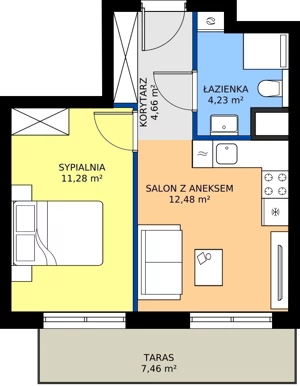 2 pokoje, mieszkanie 32,65 m², piętro 1, oferta nr M08, Madalińskiego, Gdańsk, Chełm, ul. Antoniego Madalińskiego