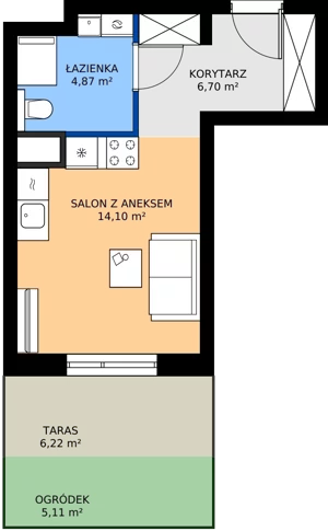 1 pokój, mieszkanie 25,67 m², parter, oferta nr M04, Madalińskiego, Gdańsk, Chełm, ul. Antoniego Madalińskiego