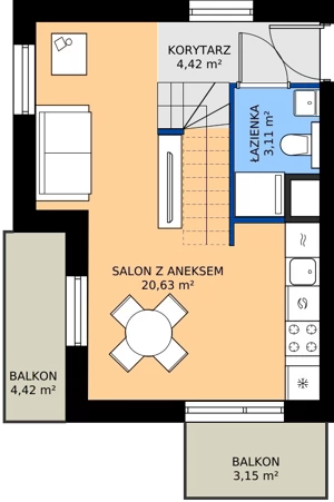2 pokoje, mieszkanie 46,27 m², piętro 3, oferta nr M21, Madalińskiego, Gdańsk, Chełm, ul. Antoniego Madalińskiego