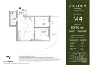 3 pokoje, apartament inwestycyjny 50,70 m², piętro 1, oferta nr M4, Zielona Marina, Mielno, ul. Kościelna 56