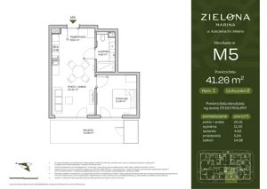 2 pokoje, apartament inwestycyjny 41,26 m², piętro 1, oferta nr M5, Zielona Marina, Mielno, ul. Kościelna 56