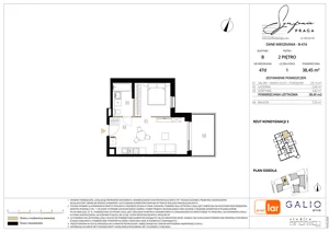 1 pokój, mieszkanie 38,45 m², piętro 2, oferta nr B-47, Symfonia Praga, Warszawa, Praga Południe, Kamionek, ul. Mińska