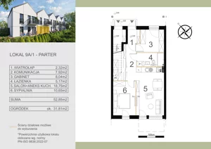 3 pokoje, mieszkanie 52,85 m², parter, oferta nr 9A/1, Zamiejska 9, Kraków, Dębniki, Ruczaj, ul. Zamiejska 9
